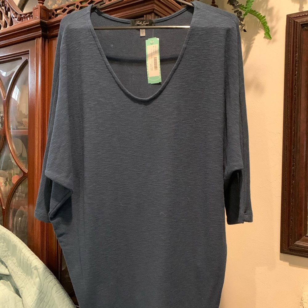 Blue Tunic length Dolman Knit top